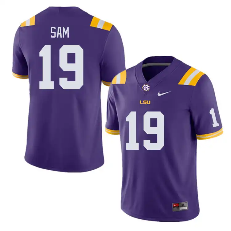 Men's LSU Tigers Andre Sam #19 Purple NCAA Football Jersey